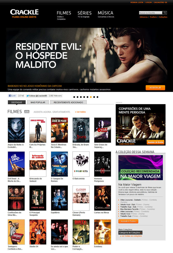 Assista filmes online gratis no Crackle