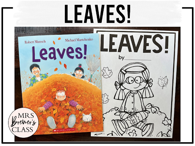Leaves book activities unit with printables, literacy companion activities, reading worksheets, and a craft for fall in Kindergarten and First Grade
