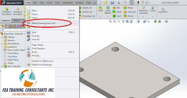 MAKE SOLIDWORKS DRAWING FROM PART