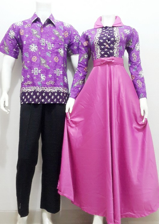 Baju Batik Gamis Sarimbit Kode SRG87 - Batik Bagoes Solo