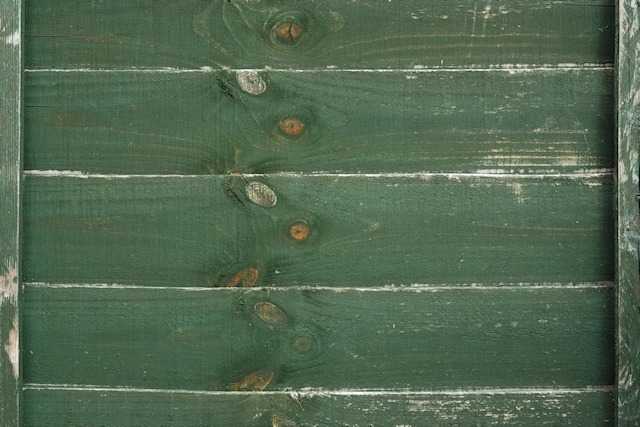 Green painted old wooden fence texture