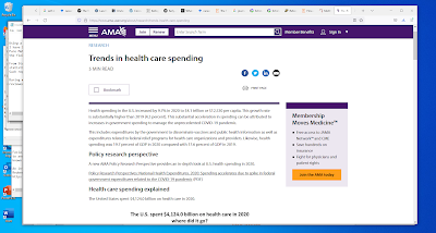Screenshot showing part of AMA report on Trends in health care spending - 1