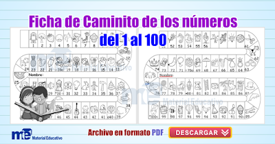 Ficha de Caminito de los números del 1 al 100