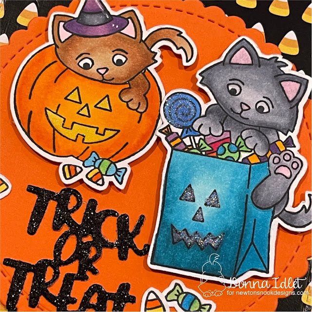 Halloween Inspiration Week | Halloween Cat Card by Donna Idlet | Trick or Treat Kittens Stamp Set, Halloween Meows Paper Pad and Circle Frames Die Set by #newtonsnook #handmade