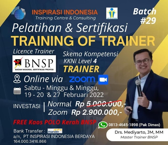 WA.0813-4645-1898 | ToT Level 4 BNSP RI