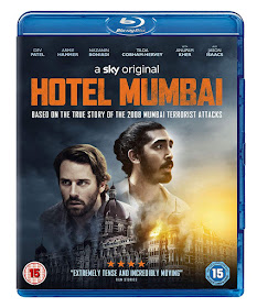 Hotel Mumbai Blu-ray cover showing 2 men's faces 