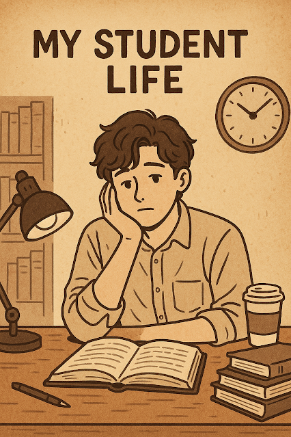 책상에 앉아 실업률 계산 문제를 생각하는 대학생의 일러스트
