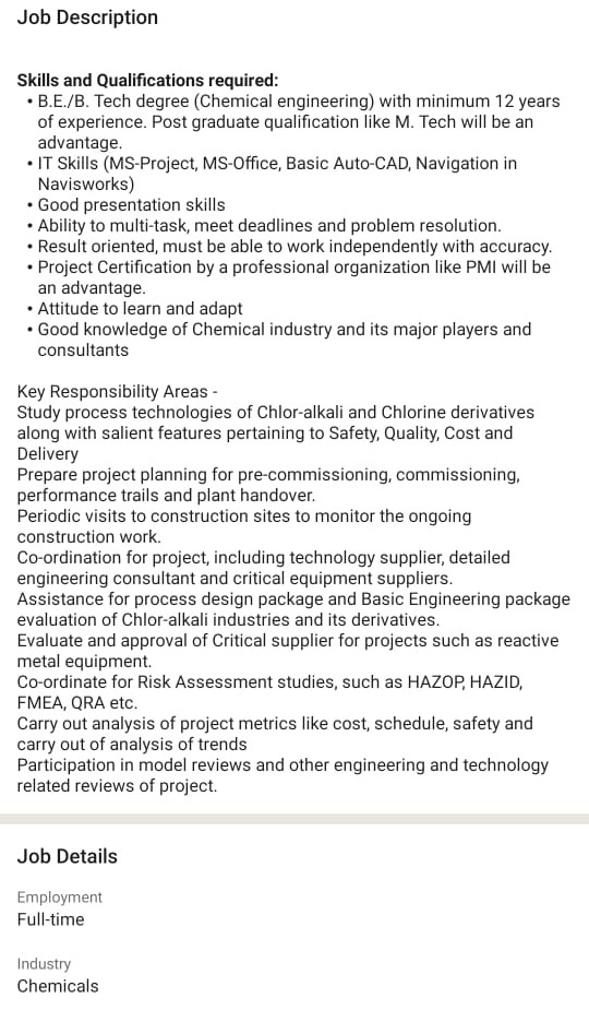 Job Availables, Aditya Birla Chemicals Job Opening For BE/ B.Tech Chemical Engineering