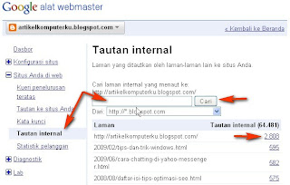 Melihat Backlink Blog Dari Webtool Google