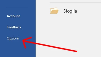 Tab Opzioni in Word