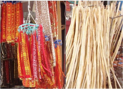 Jai Mata Di ribbons and sticks used at Vaishno Devi 