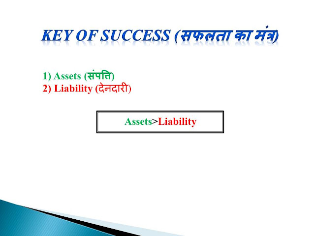 Today we will learn about that formula of earning money, by which you can increase your bank balance. And that formula is: -Assets>Liability