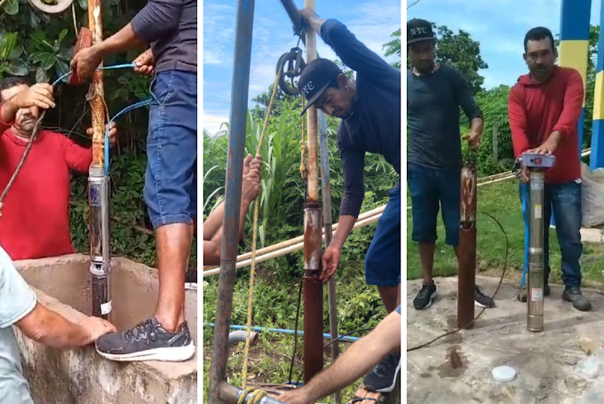 Prefeitura de Santana do Maranhão instala duas bombas nos povoados Canto Sujo e Cabeceira do Magu