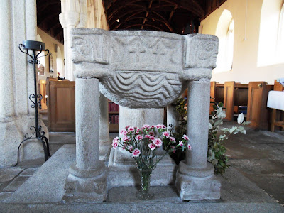 Font at Veryan church, Cornwall