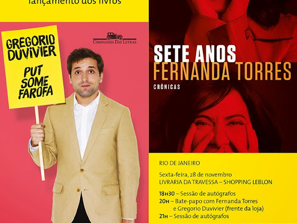 Evento da Companhia das Letras com Gregorio Duvivier e Fernanda Torres no Rio de Janeiro