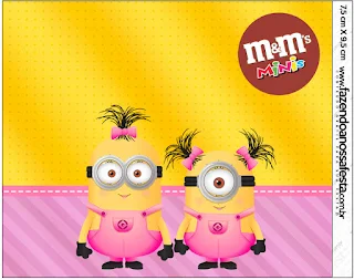 Minion Girls, Free Printable M&M Labels.