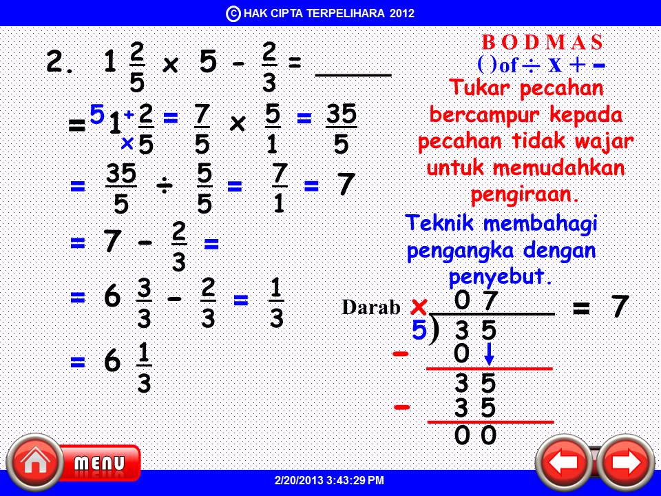 AZIMAT SEKOLAH RENDAH: OPERASI SERENTAK PECAHAN