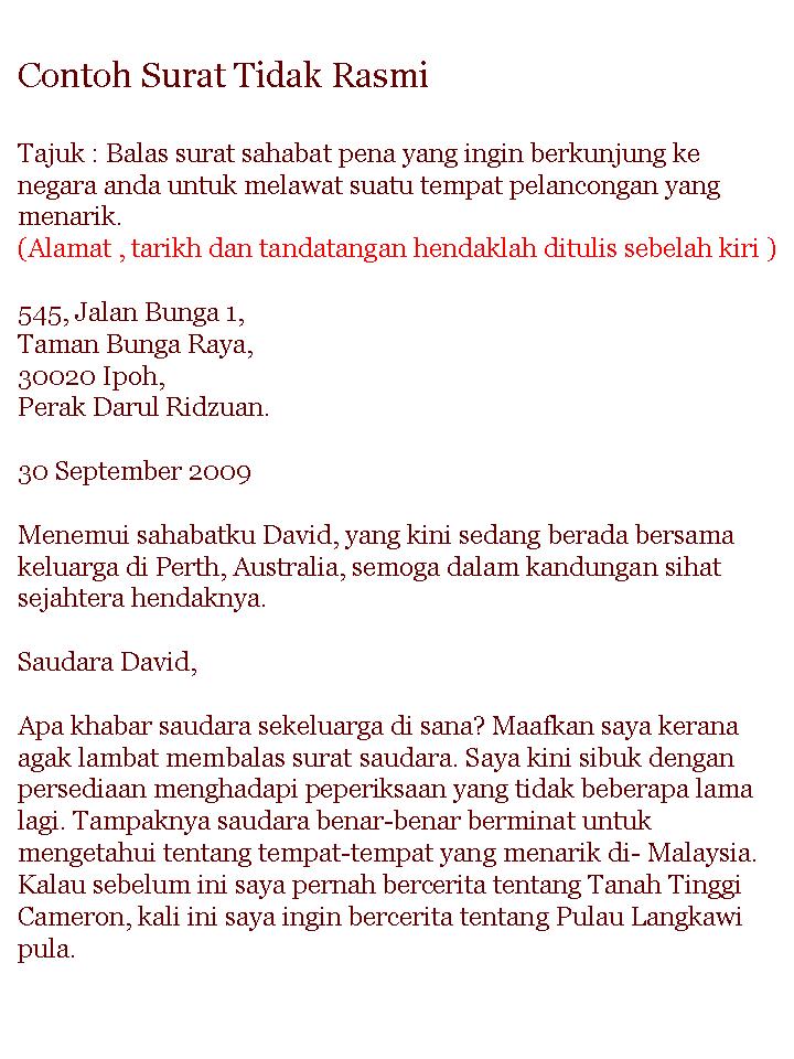 Bahasa Melayu Tingkatan 2 Contoh Surat Rasmi