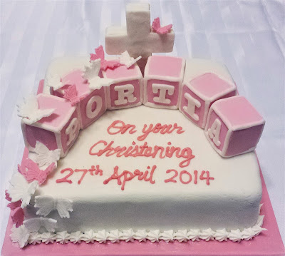 Pink and white "Butterflies" Christening cake