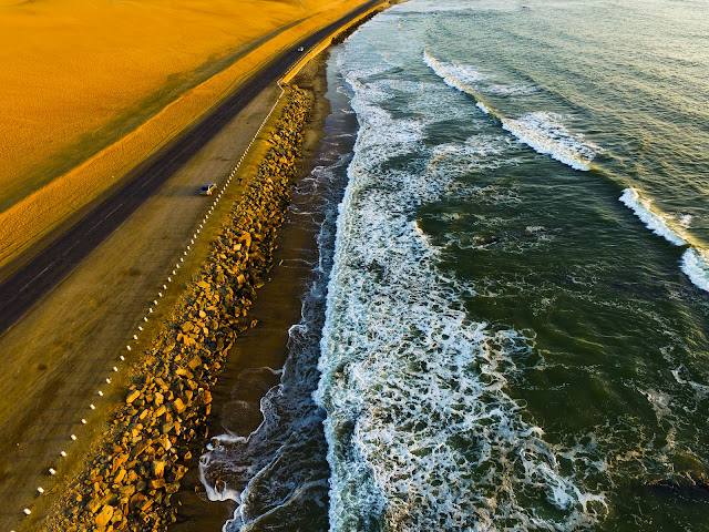 Namibia: Atlantic Ocean and Sand Dunes near Swakopmund