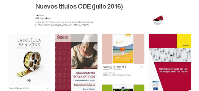 Nuevos títulos ingresados en julio en el CDE.