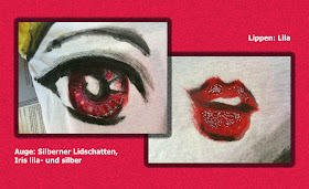 Gemaltes Auge und Lippen mit Glitzer