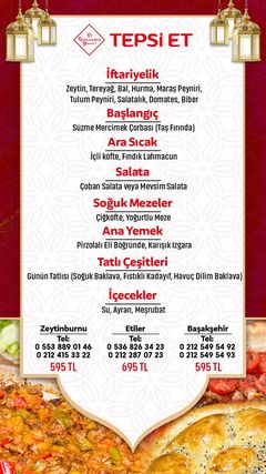 Tepsi Et İstanbul Ramazan 2023 İftar Menüleri ve Fiyatları