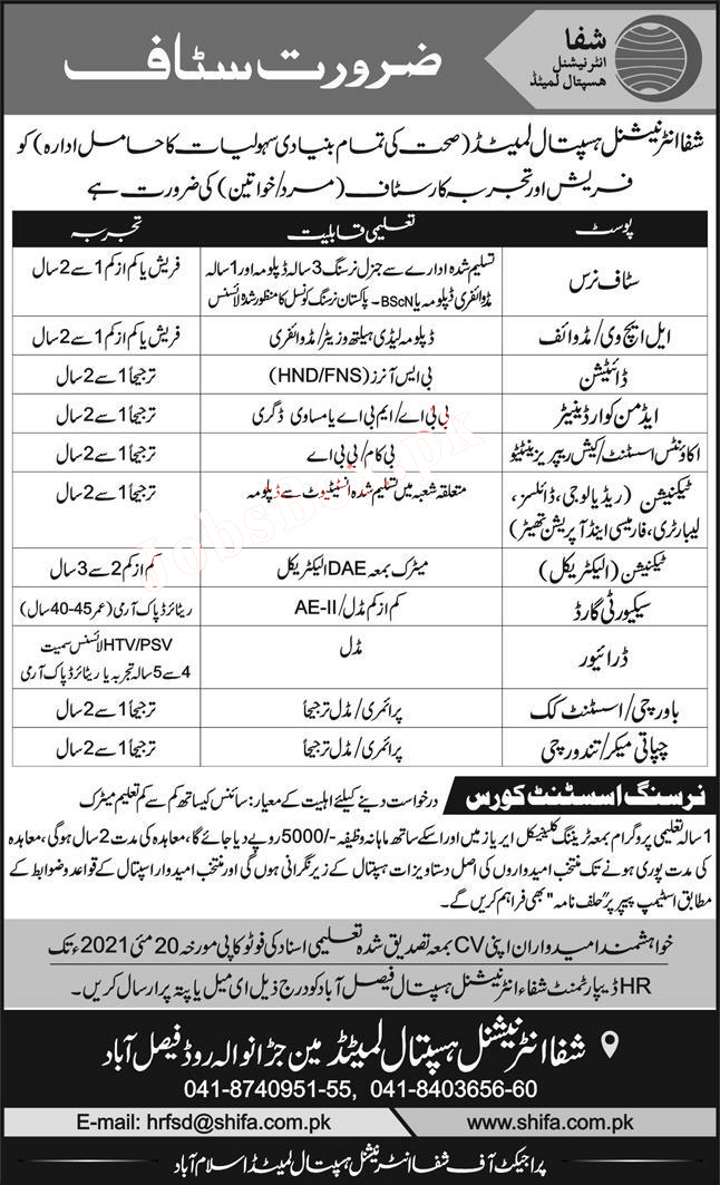 International Hospital  Jobs 2021