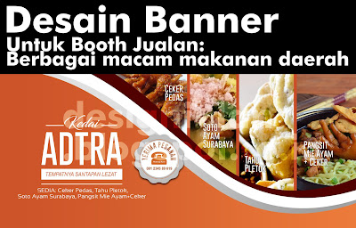 desain baner booth ceker pedas, bakso, soto, tahu pletok, mie ayam pangsit