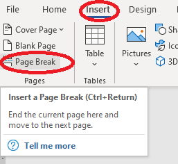 Break the page in Word