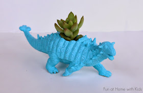 DIY Dinosaur Planters for between three and five dollars!  An easy and fun project - these would make a great gift!  From Fun at Home with Kids