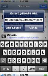 Guide To Unlock iPhone 3GS with Ultrasn0w 0.8 enter cydia url