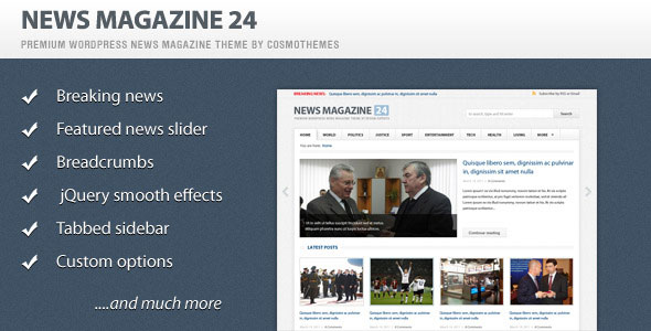 News Magazine 24 WordPress Theme Free Download by ThemeForest.