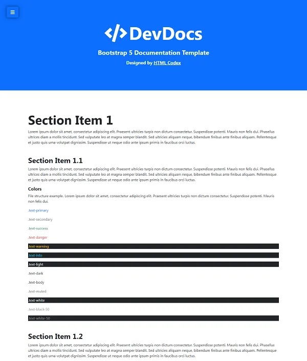 Free DevDocs – Bootstrap Documentation Template Download