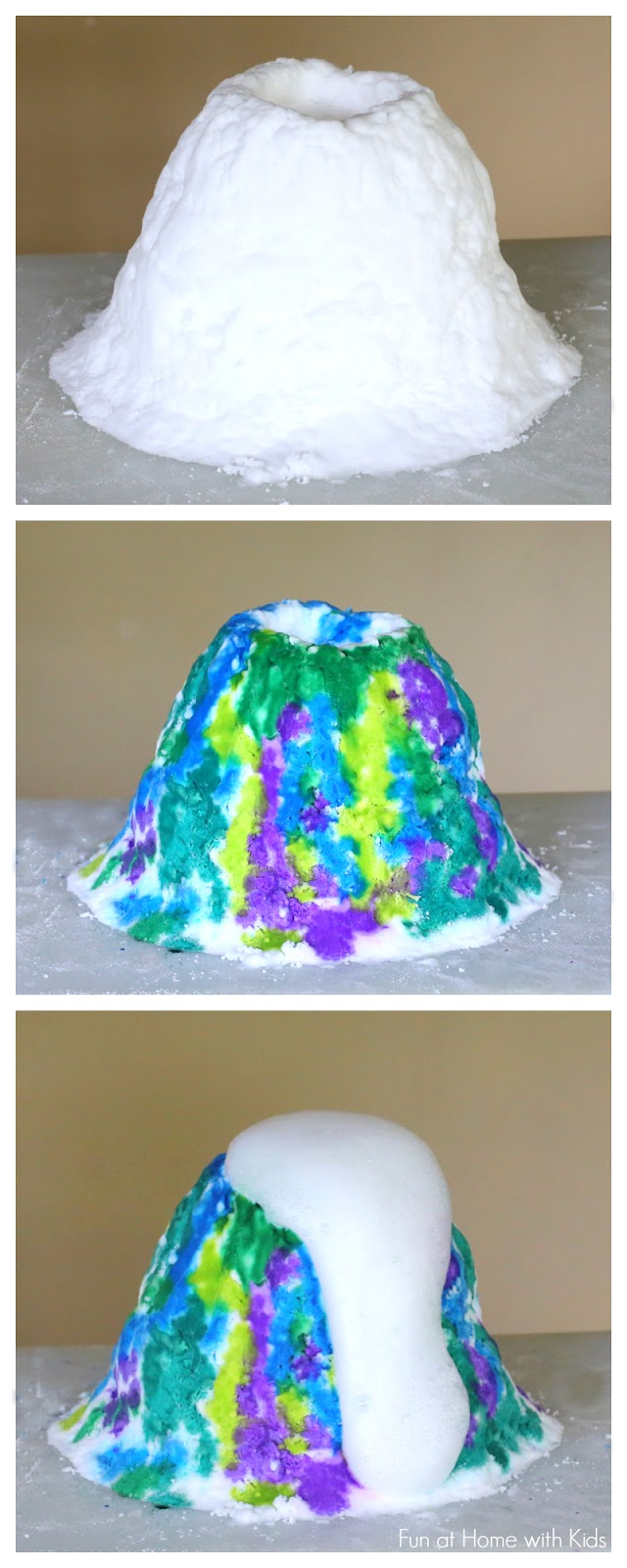 Build!  Paint!  Erupt!  Art and science combine in this spectacular giant foaming volcano.  From Fun at Home with Kids
