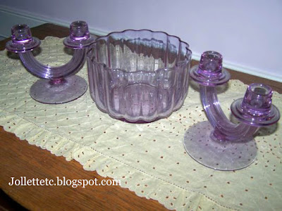 Wisteria candlesticks and bowl https://jollettetc.blogspot.com