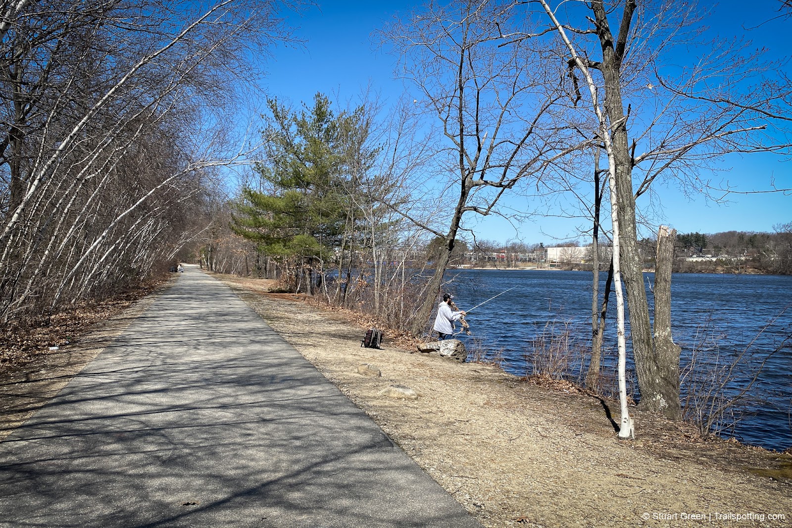 Fishing on the banks of Manchester's Nutt Pond.