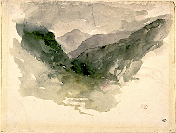 EUGENE DELACROIX (1798-1863) Le Canigou (2,784m - 9,137 ft) France (Pyrénées)  In Album Pyrénées ,1845 - Carnet de dessins et aquarelles, Musée du Louvre, Paris