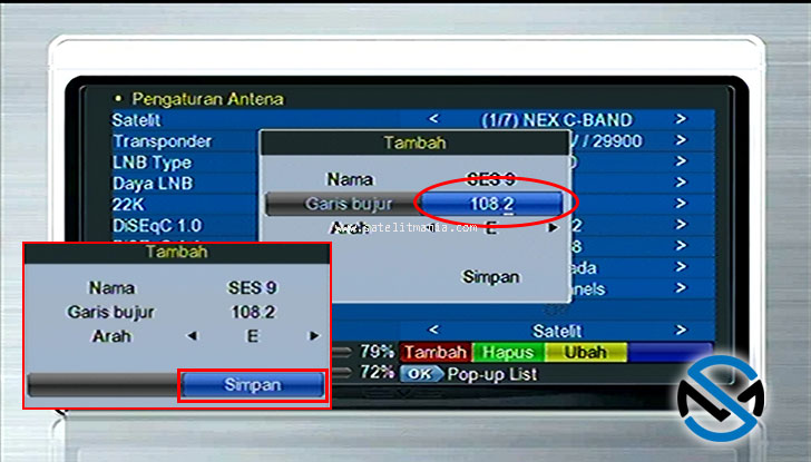 Cara Menambah Satelit SES 9 Dengan Parabola Biasa