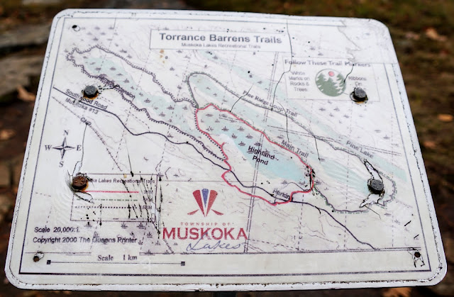 Map of trails in Torrance Barrens Conservation Reserve