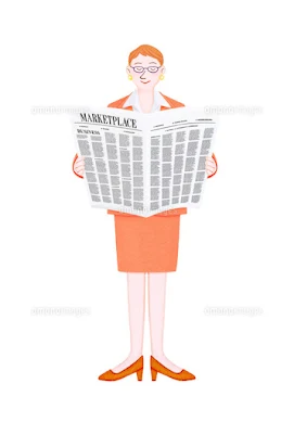 新聞を読む女性のイラスト