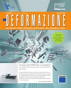 Deformazione 238 - Aprile 2018 | ISSN 1973-7270 | TRUE PDF | Mensile | Professionisti | Lamiera | Laser | Materiali
Strumento utile per il lavoro di chi ha fatto della lamiera il fulcro della propria attività, Deformazione è la più aggiornata rivista tecnica specializzata sulla lavorazione della lamiera e su tutte le altre tecniche di deformazione plastica dei metalli. La rivista, segue da vicino uno dei comparti industriali della macchina utensile più vivaci e dinamici, caratterizzato da una costante evoluzione e un continuo rinnovamento tecnologico che Deformazione, cronista attenta di ciò che accade nel proprio settore di riferimento, racconta ai lettori con competenza e obbiettività, in un linguaggio consono ma semplice. I contenuti della rivista sono il frutto delle esperienze dirette maturate dalla redazione a stretto contatto con i costruttori e i lettori che sono i veri protagonisti del settore, ognuno con la propria storia e il proprio bagaglio di esperienze, competenze e applicazioni. Ampia la tipologia degli argomenti trattati, che spaziano dal taglio dei formati lamiera con tecnologia laser, plasma e water-jet, alle tecniche più convenzionali come lo stampaggio a freddo e a caldo, la piegatura e la saldatura con processi MIG/MAG, TIG e laser.