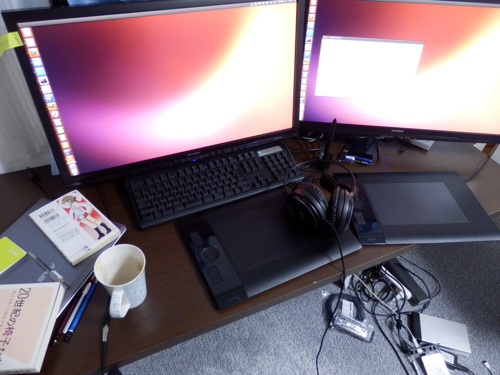Ubuntu忘備録 Ubuntu13 04でデュアルディスプレイとデュアルペンタブレット環境を作った雑記