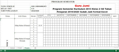  Program Tahunan dan Program Semester yang admin  ✔ Download, Unduh Protah & Prosem Kurikulum 2013 Kelas 2 SD Tahun Pelajaran 2019/2020 Sudah Makara Format Excel