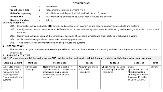 Image of Page 1 CES Sample Session Plan