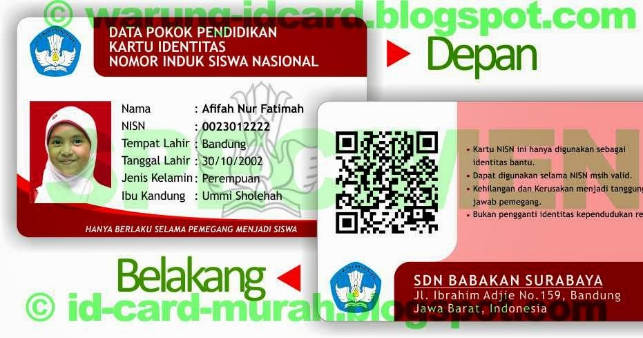 Cara Buat Kartu NISN Pakai QR-Code - 081320607341 cetak id 