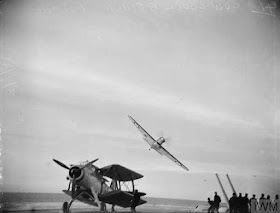 Fairey Fulmar flying off of HMS Victorioius, 3 February 1942 worldwartwo.filminspector.com