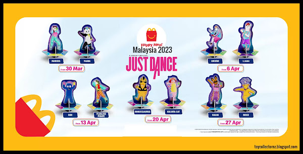 McDonalds Just Dance Toys 2023 Happy Meal Set of 10 Malaysia includes: Marisol, Panda, Lucero, Llama, Ron, Fearless Pirate. Boogiesaurus, Kulkita Cat, Maloo and Reece