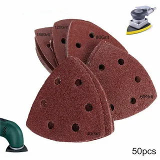 Sanding Sheet Pad Hook and Loop Triangle Sander Grinder Sand Paper 40-180 Grit 50pcs Perfect for cleaning and polishing Hown-store