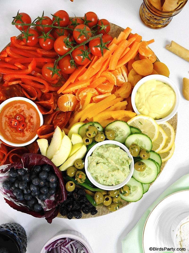 Plateau de Collation Arc-en-Ciel pour la Saint Patrick - idée saine, sans cuisson pour un apéro dinatoire à la maison!